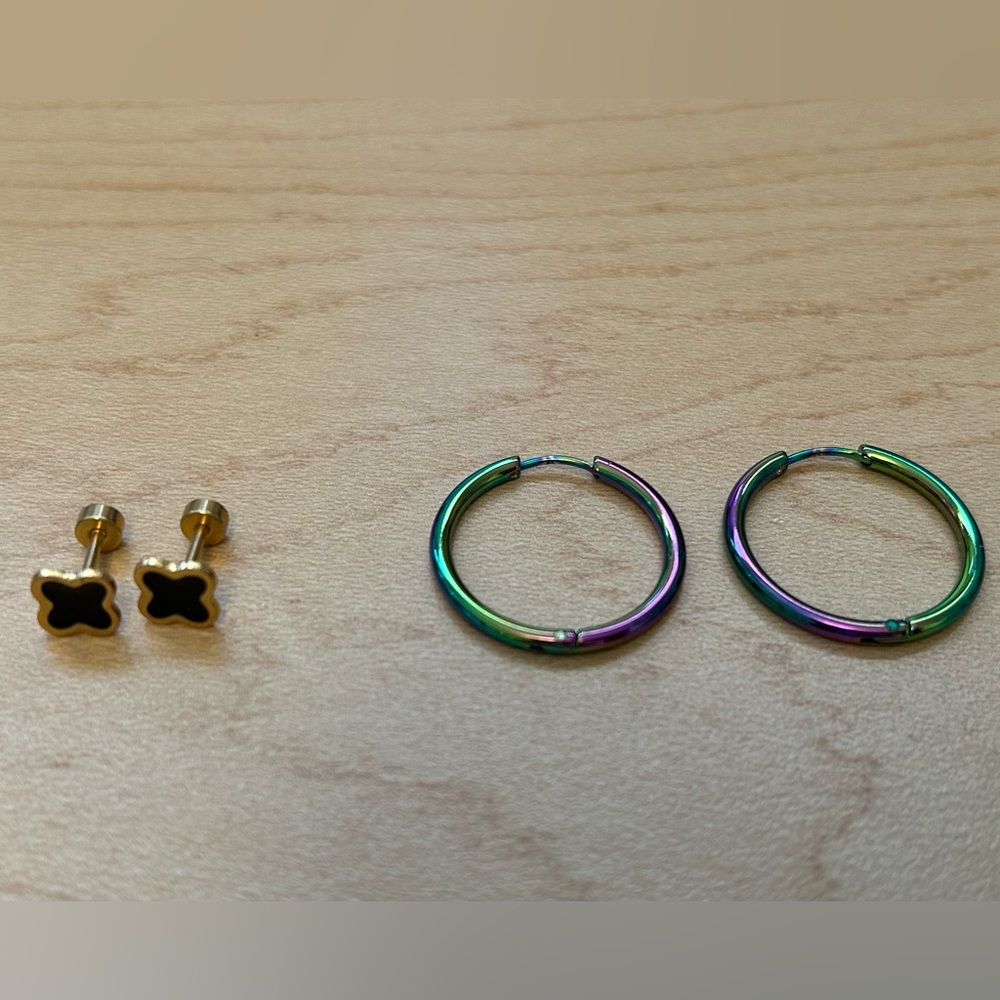 Clover studs and Dainty hoops